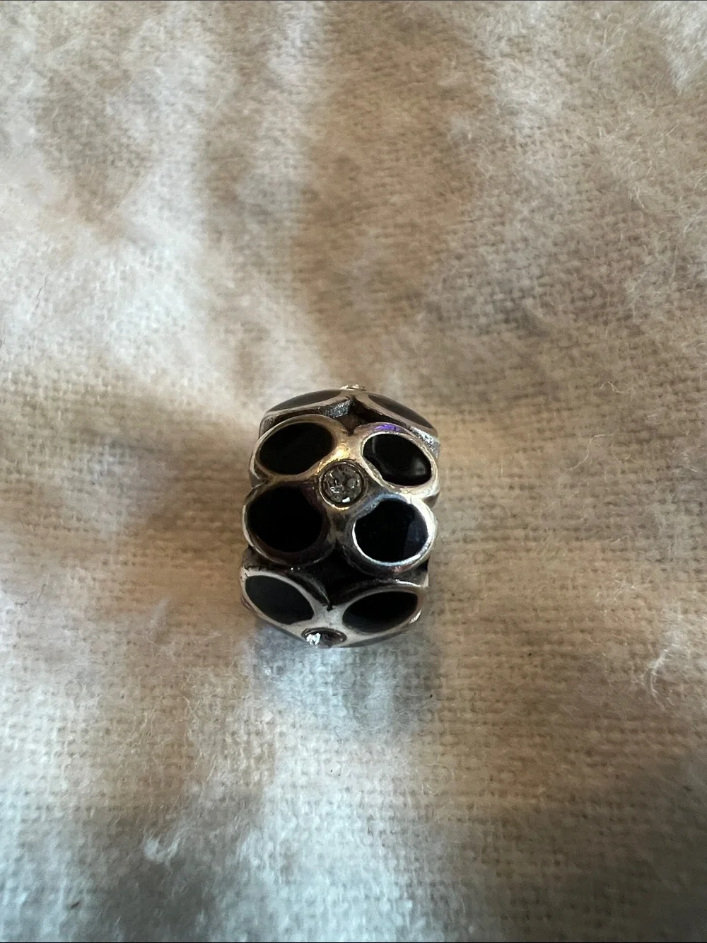 Brighton Silver and Black Floral Bead Charm